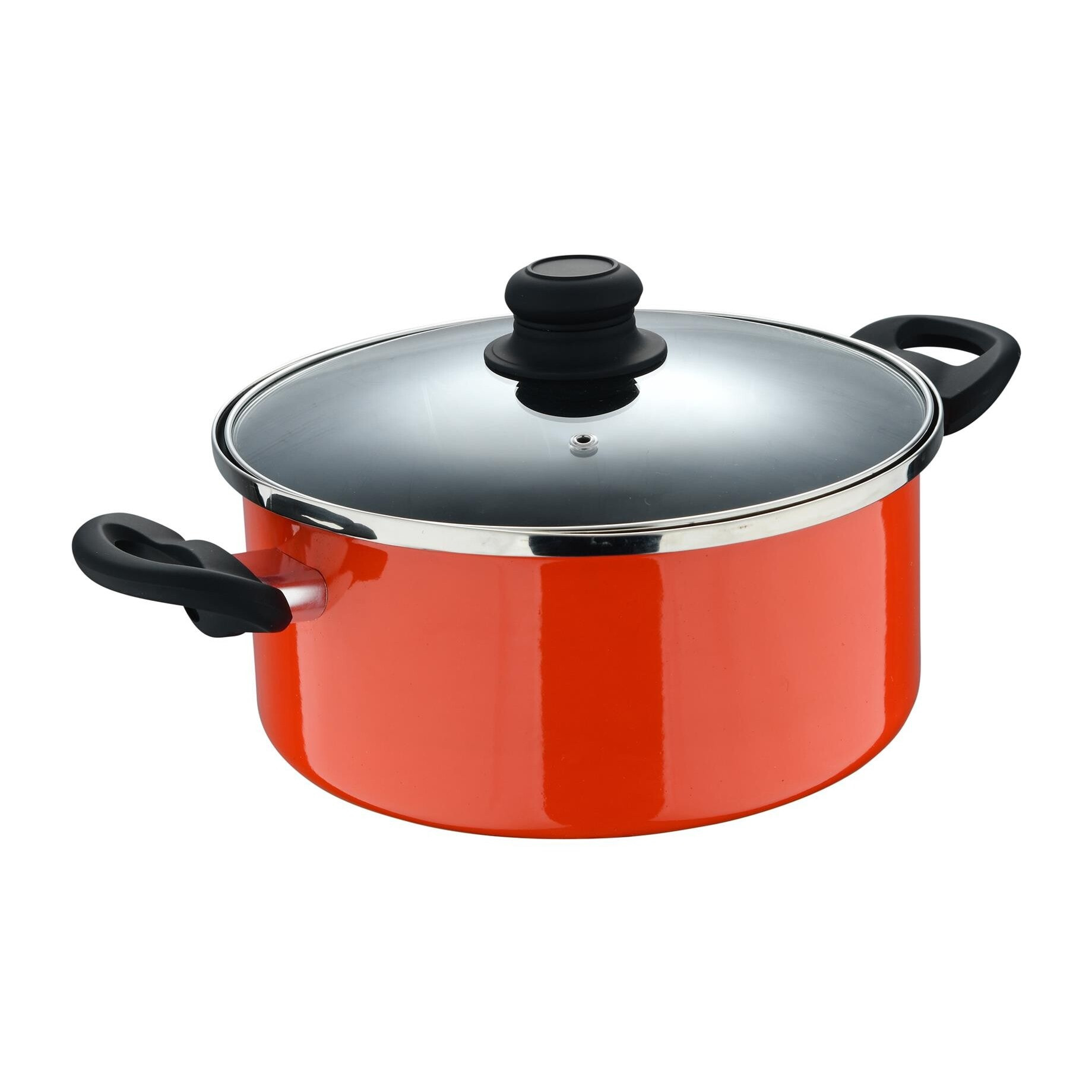 Cacerola con tapa ø24 cm acero al carbono de color naranja, antiadherente y resistente expert valencia san ignacio