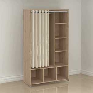 Guardaroba grande Jal, Mobile camera da letto, Cabina armadio portabiti, Armadio appendiabiti, 105x48 h180 cm, Rovere e Beige