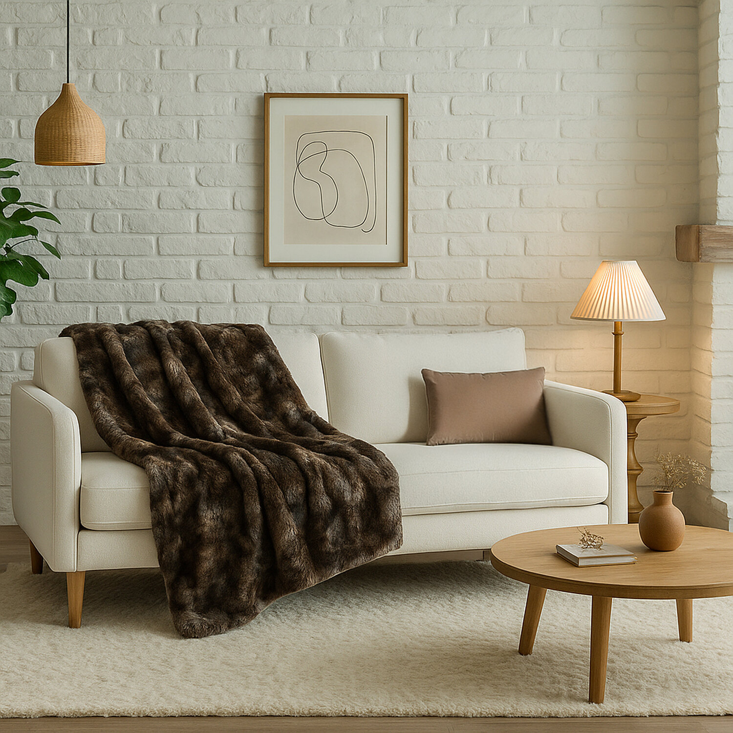 Maxi Plaid Fausse Fourrure 100% Polyester 420gsm Chic Chocolat