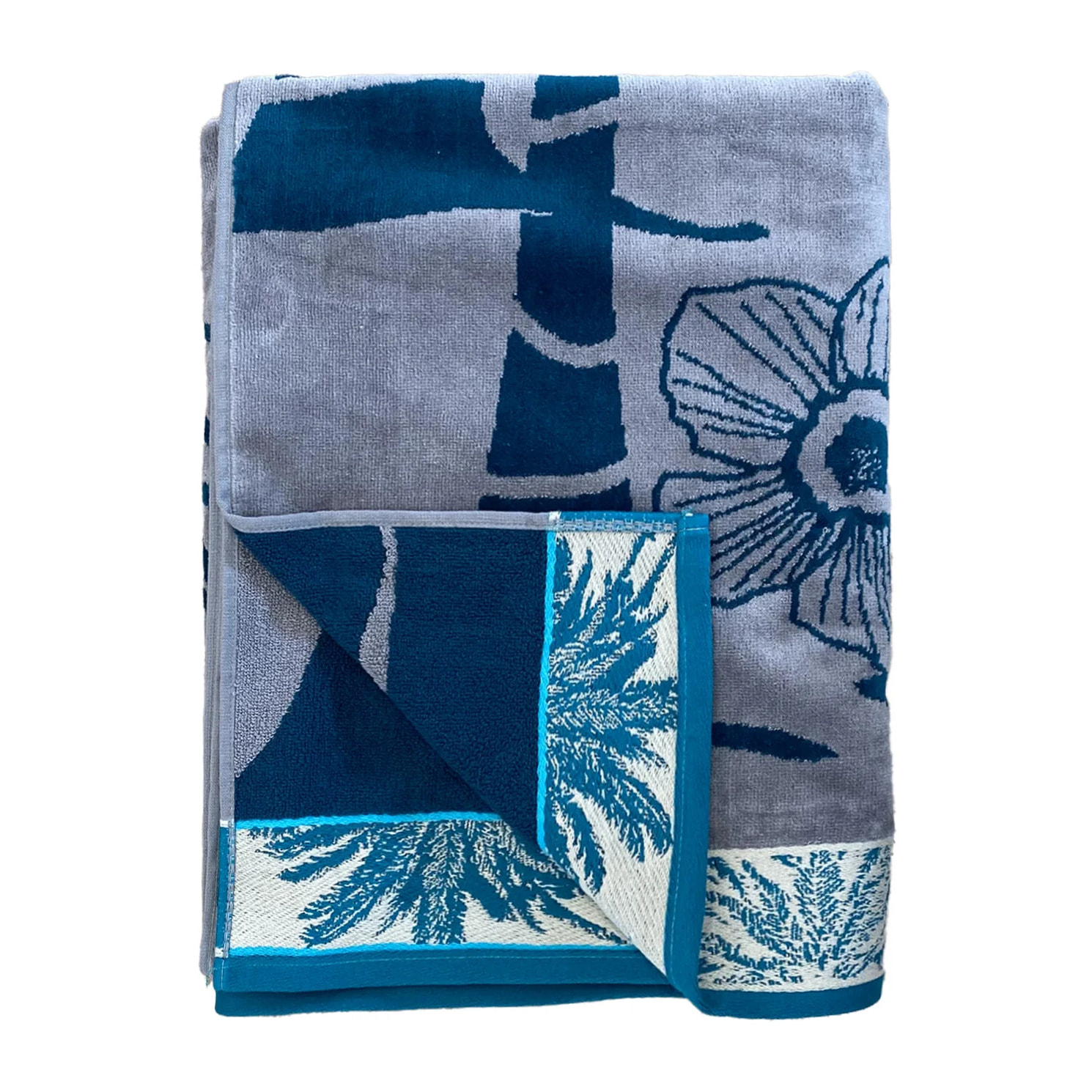 Serviette de plage éponge velours Jacquard - Dixon - 100x175cm - 470g/m²