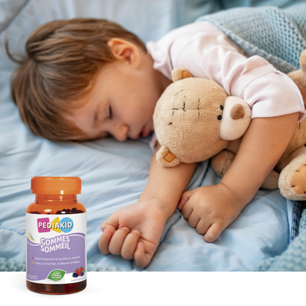 PEDIAKID - Gommes Sommeil - Complément alimentaire - Tilleul, Aubépine, Camomille & Mélisse - Facilite l'endormissement - Favorise un sommeil de meilleure qualité - Sans gélatine - Lot de 3 piluliers