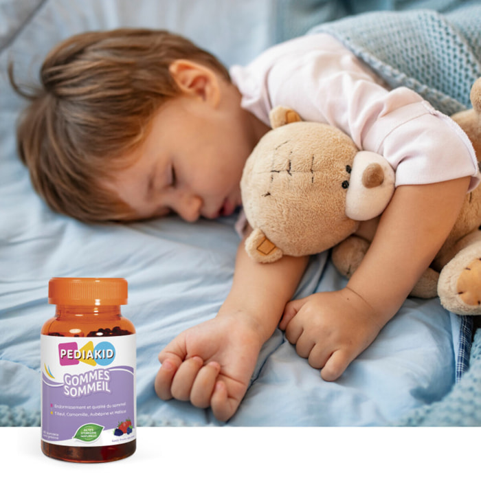 PEDIAKID - Gommes Sommeil - Complément alimentaire - Tilleul, Aubépine, Camomille & Mélisse - Facilite l'endormissement - Favorise un sommeil de meilleure qualité - Sans gélatine - Lot de 3 piluliers