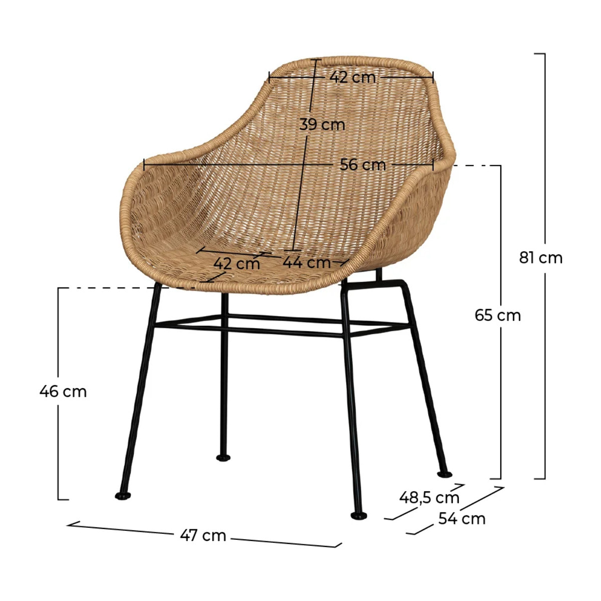 Lot de 2 chaises en résine tressée naturelle - Carmela