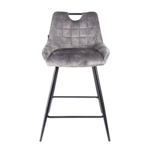 Chaise de bar en velours avec poignée et pieds en métal - ROSA 2