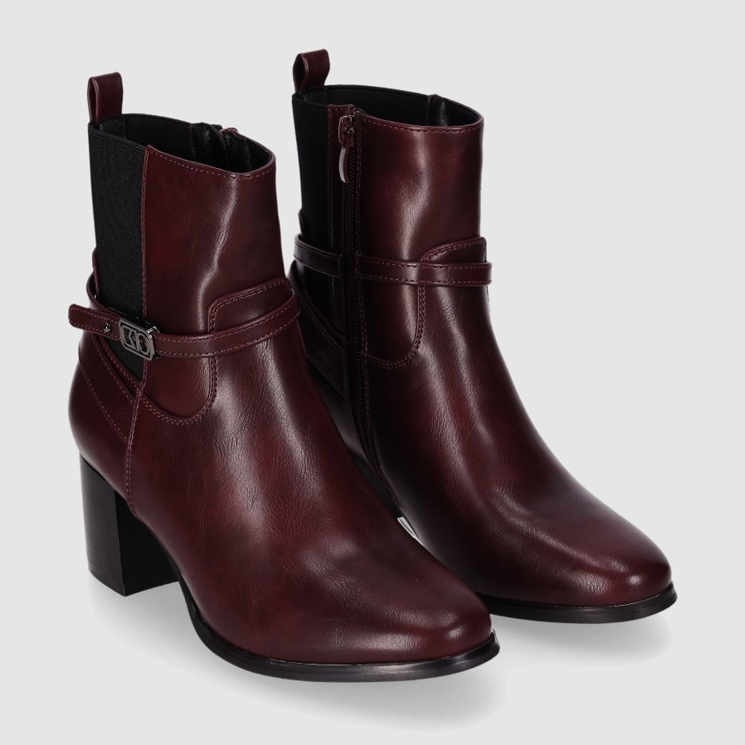 Botines - Vino - Tacón: 6 cm