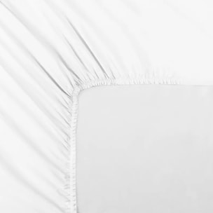 Drap housse b35 percale de coton uni blanc Giulia blanc