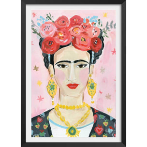 Affiche mode Hommage à Frida Affiche + cadre en bois - Noir