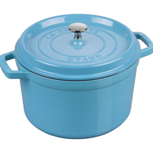 Cocotte en fonte 24 cm, Rond(e), Bleu Glacier