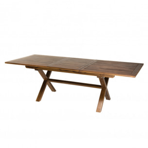 HANNA - Table de jardin 8/10 personnes - rectangulaire pieds croisés extensible 180/240x100cm en bois teck huilé