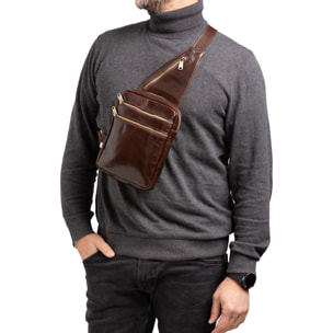 Borsa a tracolla  da uomo In Vera pelle Made in Italy 17x23x4 cm