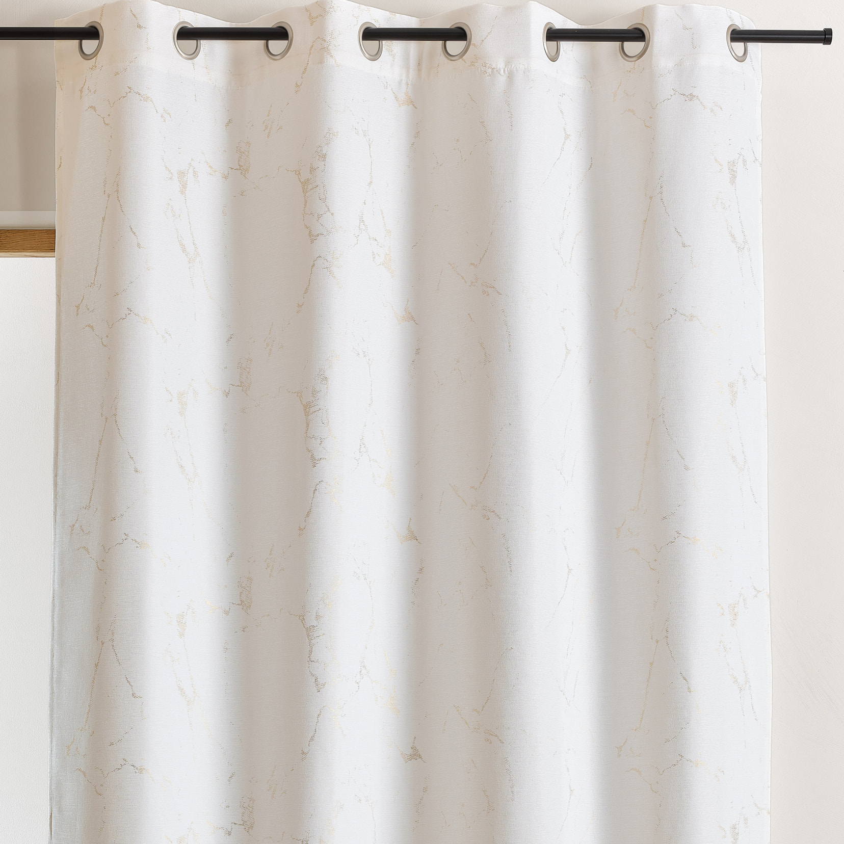 Rideau tamisant imprimé  - Effet marbré - Blanc