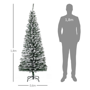 Árbol de Navidad 180 cm Árbol de Navidad Artificial Nevado con 492 Ramas y Soporte de Metal Árbol Navideño para Salón Verde y Blanco
