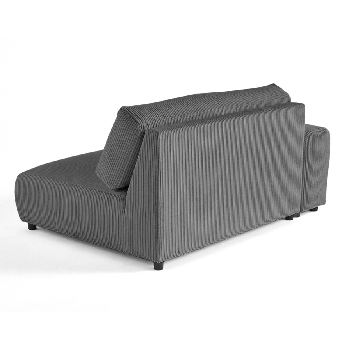 Garance - module d'assise 2 places avec accoudoir gauche - en velours côtelé - Gris foncé