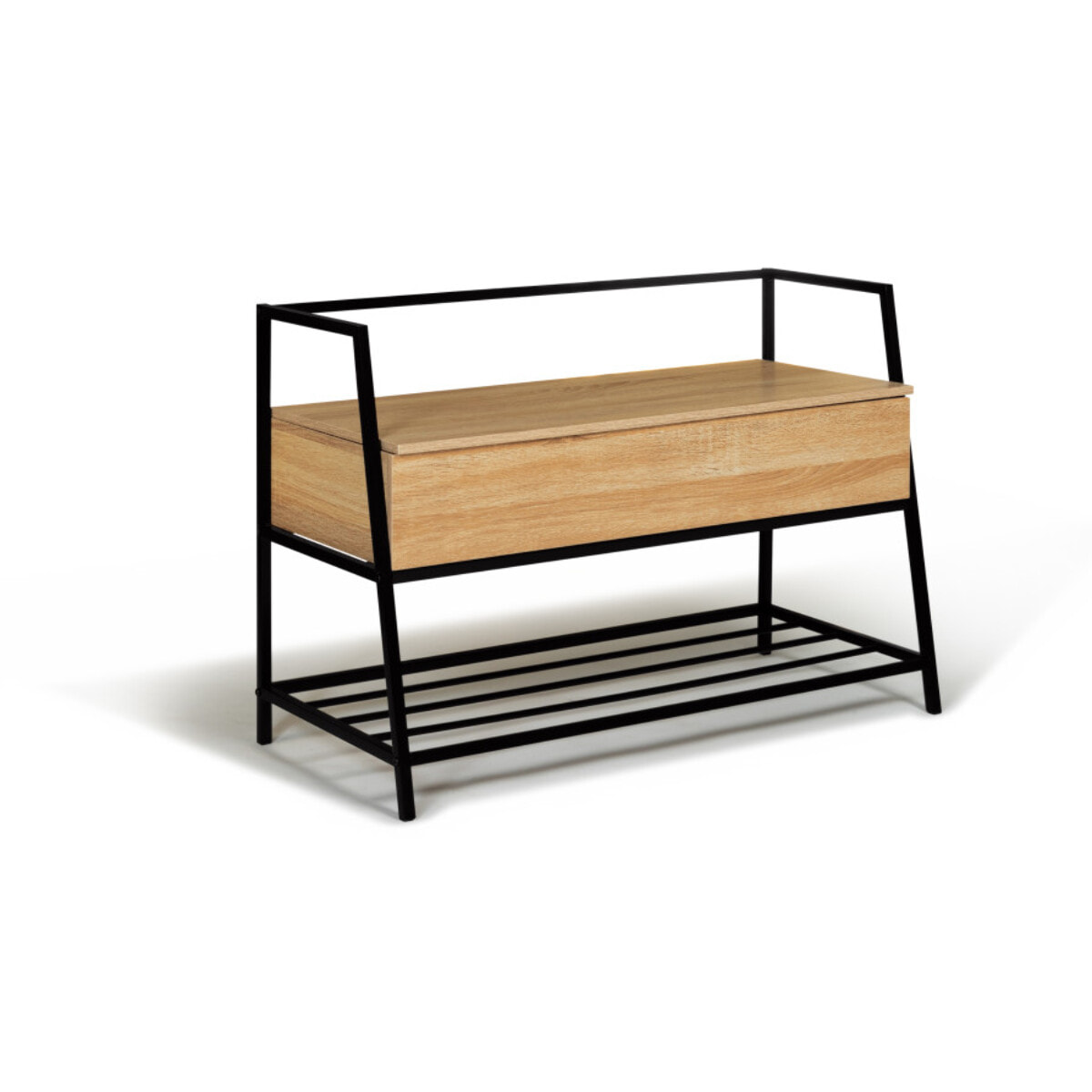 Banc coffre Timéo bois et pieds noirs L100cm