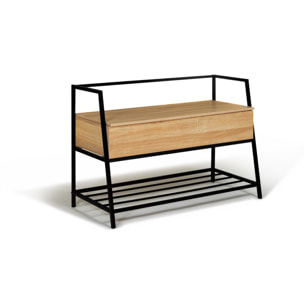 Banc coffre Timéo bois et pieds noirs L100cm