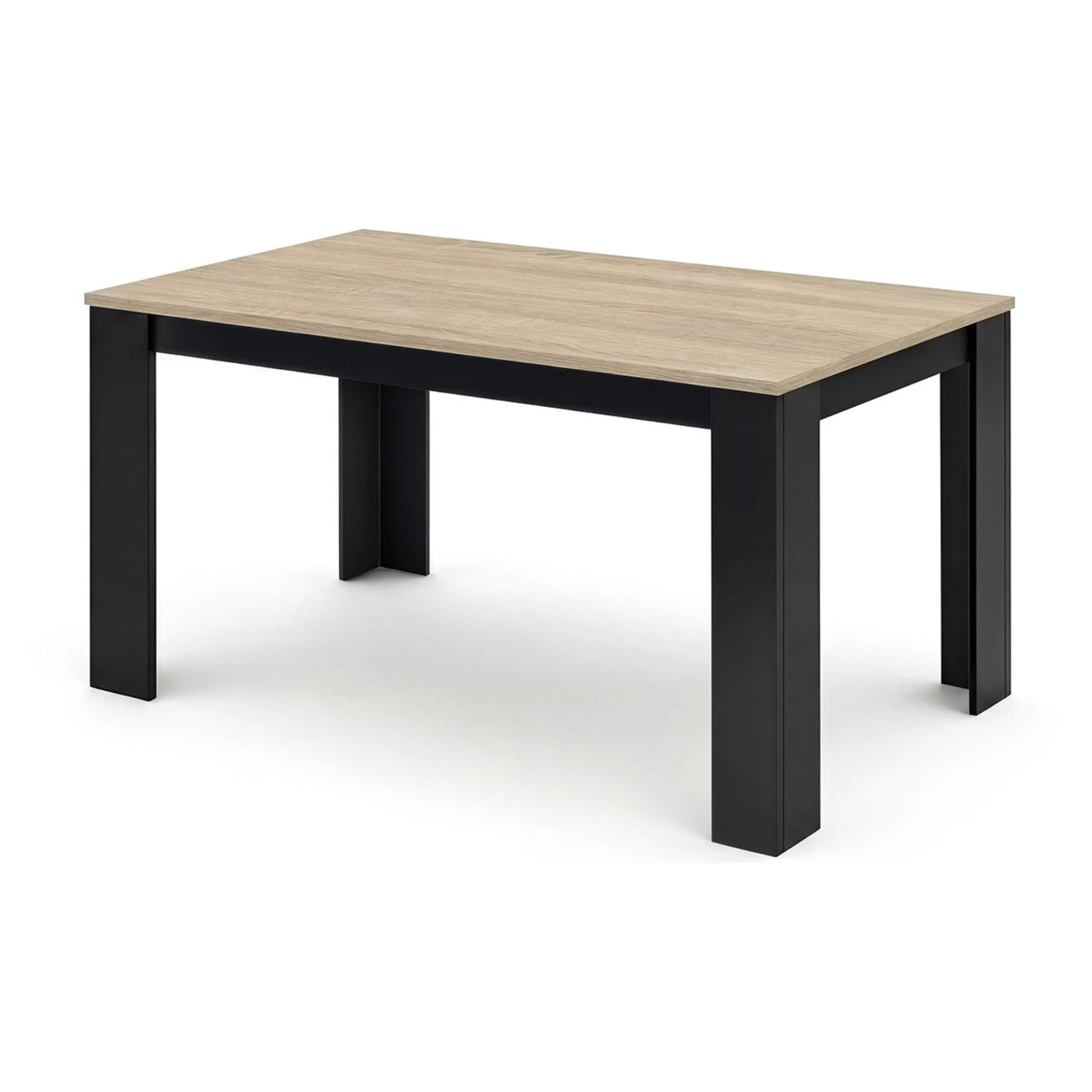 Mesa de comedor fija en negro y roble canadian 140X80 cm Naya Negro - Roble Canadian