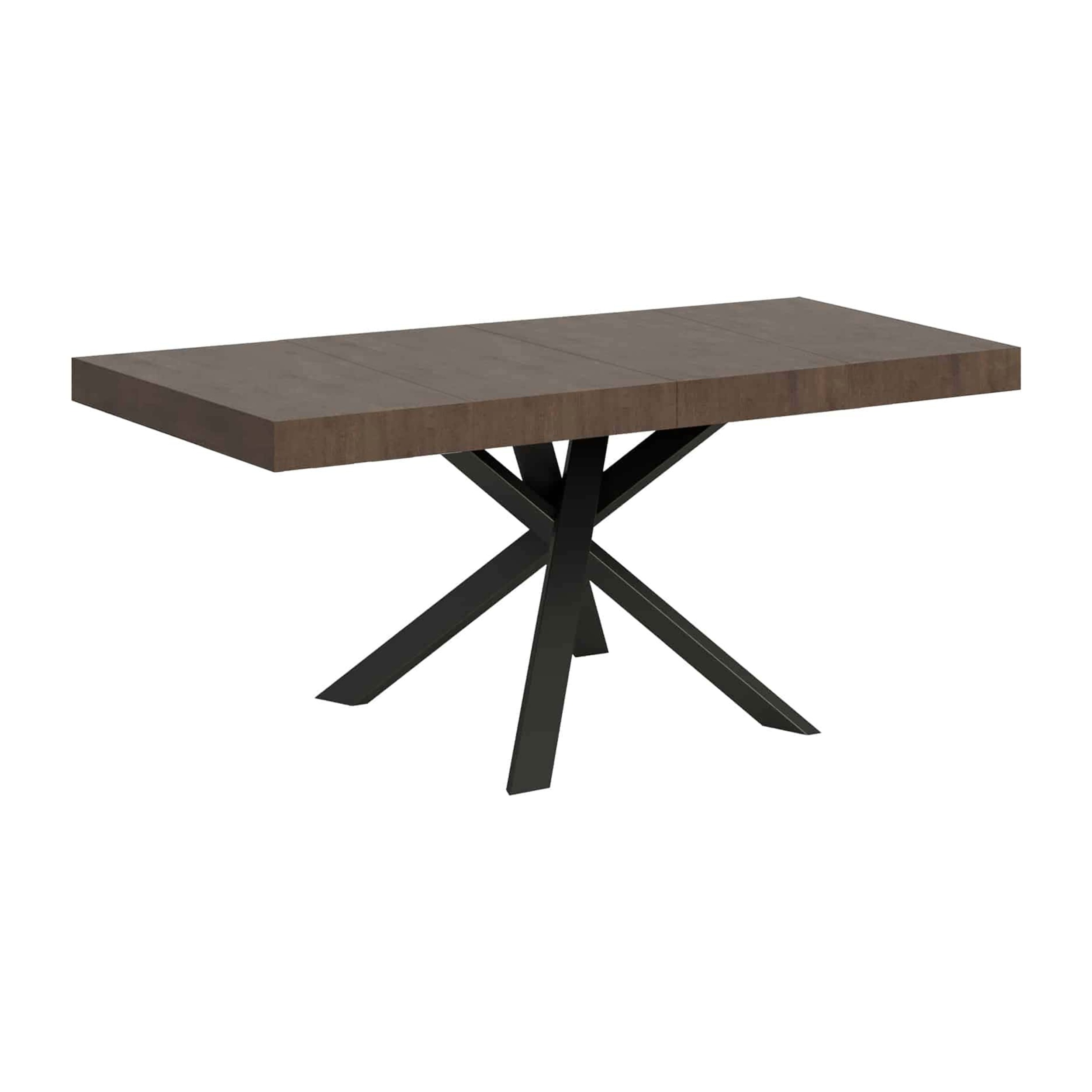 Mesa extensible 90x90/194 cm Clerk Premium tapa Nogal patas Antracita