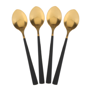 Menagere 16 Pieces Gold Manche Noir