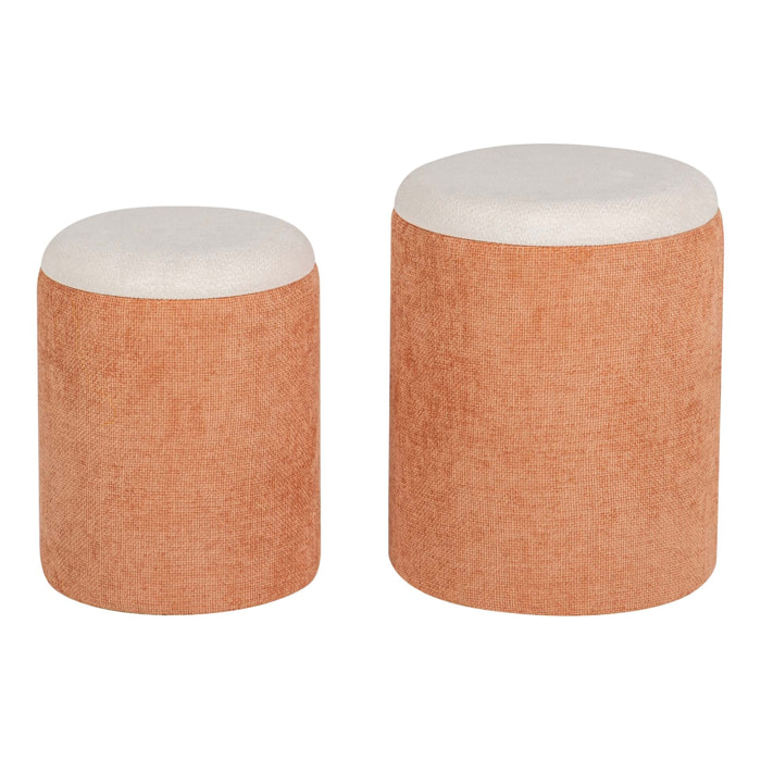 Set 2 Puffs Velvet Chenilla 36x36x44 31x31x38 Cm