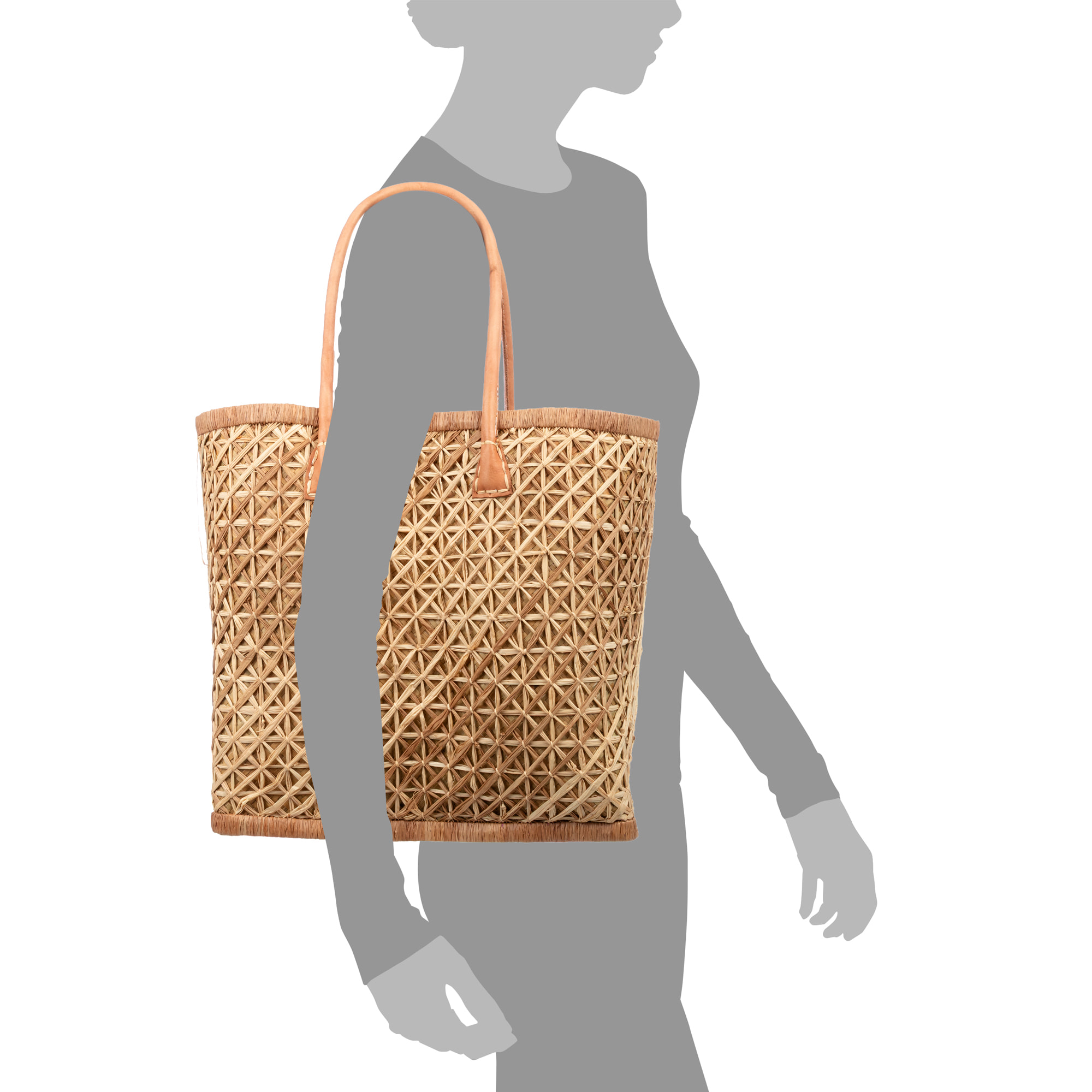 Zavattarello borsa a spalla donna. Realizzata in rafia e tessuto, con manici in pelle.