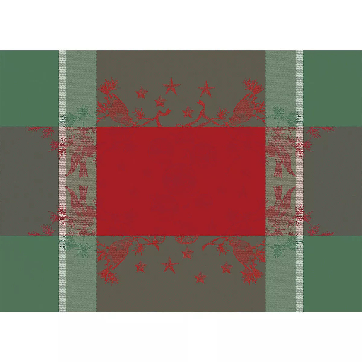 Set pur coton anti tache motif jacquard Cadeaux de noel rouge