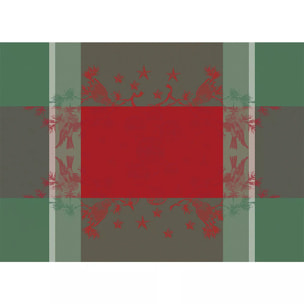 Set pur coton anti tache motif jacquard Cadeaux de noel rouge
