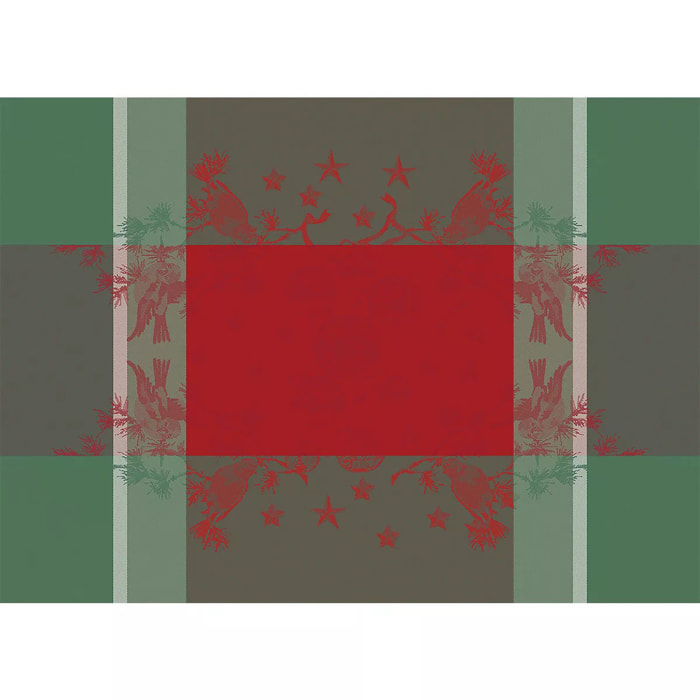 Set pur coton anti tache motif jacquard Cadeaux de noel rouge