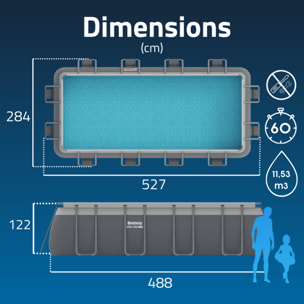 Bestway Piscine hors sol tubulaire rectangulaire Bestway Steel Pro Max 488 x 244 x 122 cm gris sans accessoires