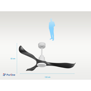 Ventilateur de plafond Réversible  Thermostat Wifi Moteur à courant continu Toits en pente Télécommande Adaptateur 2/3 Lames Hypersilence Mémoire Shopify Vendible (AUTOMATIQUE)