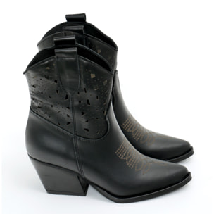 Stivaletti texani in vera pelle di vitello laserata