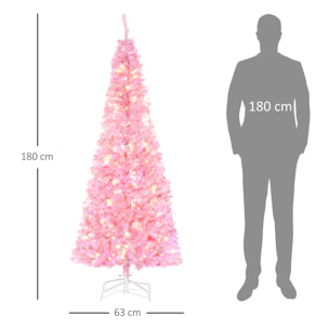 árbol de Navidad Artificial Altura 180 cm Ignífugo con 618 Ramas 300 Luces LED