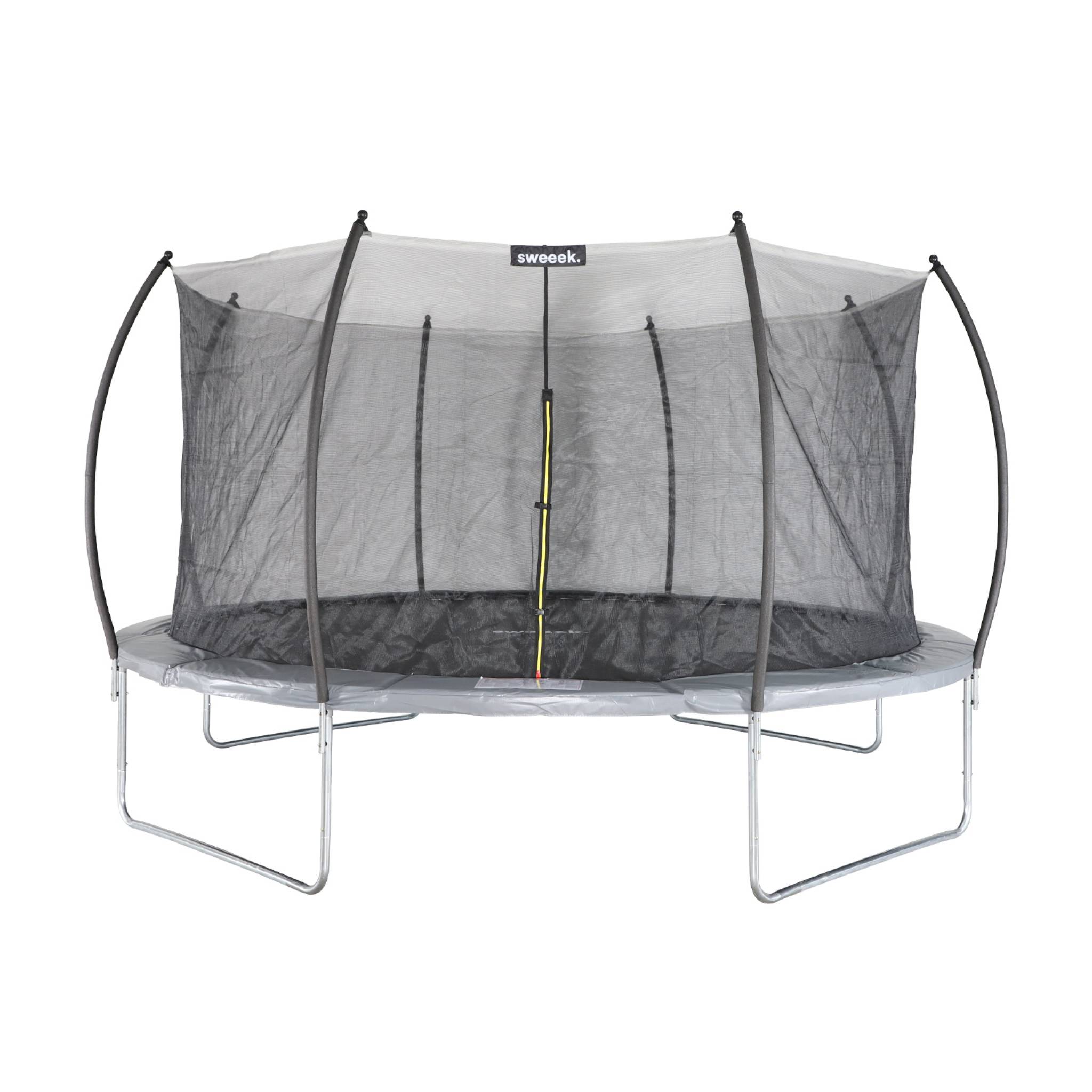 Trampoline rond Ø 490cm gris avec filet de protection intérieur - Jupiter Inner XXL - échelle. bâche. filet pour chaussures et kit d'ancrage 4.90m 490 cm
