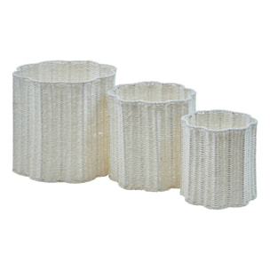 Lot de 3 paniers de rangement Fleur de rose blanc