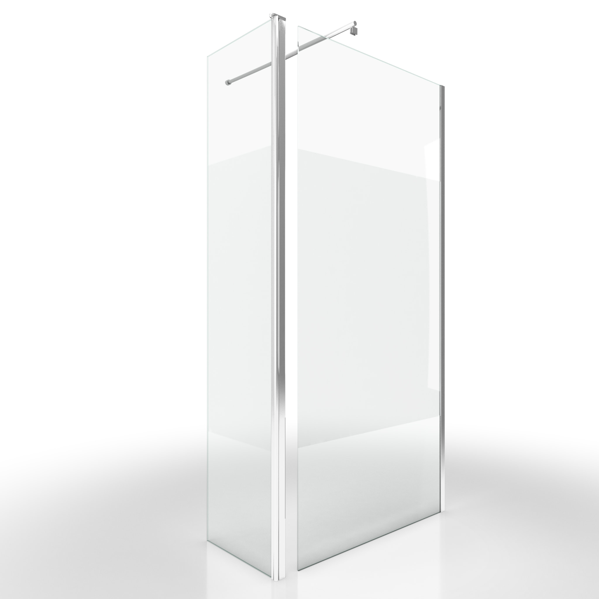 Paroi de Douche et Volet Pivotant 90+40x200 cm - Bande Dépolie - Barre de Fixation Chrome