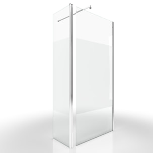Paroi de Douche et Volet Pivotant 90+40x200 cm - Bande Dépolie - Barre de Fixation Chrome