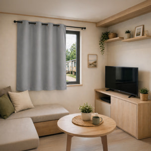 Rideau mobil home 100% occultant fenêtres et baies vitrées - Gris