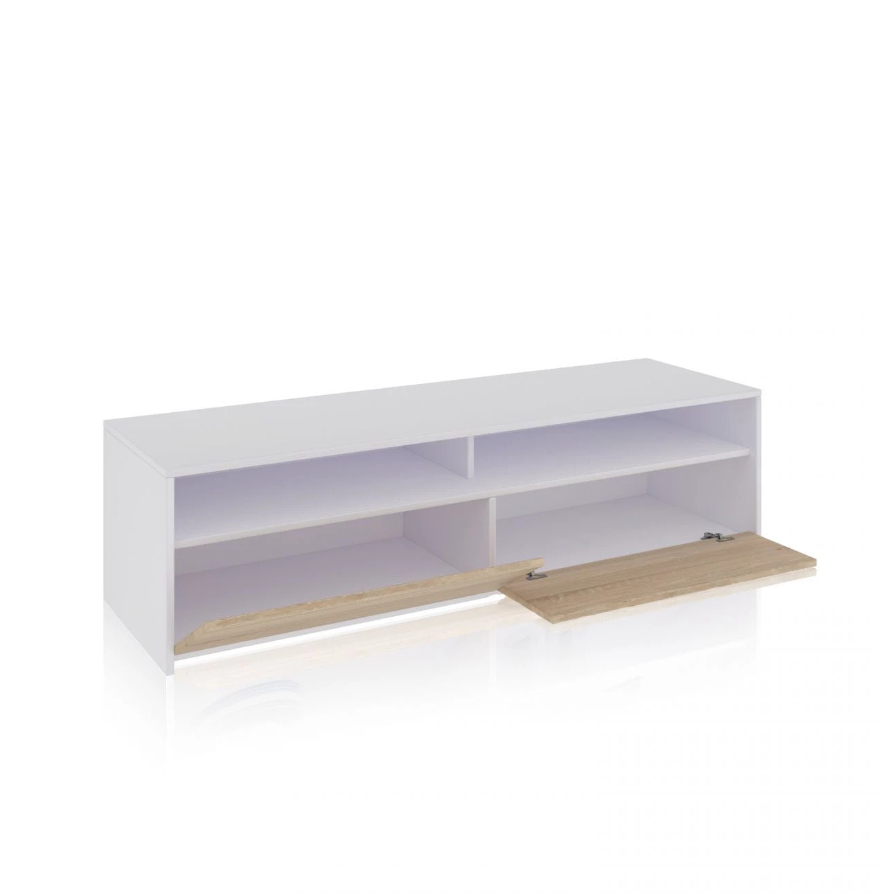 Mueble TV Elba 2 puertas Blanco Artik (Blanco Mate) - Roble Canadian