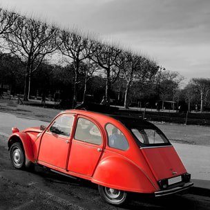 Papier peint 2 cv devant la tour Eiffel Intissé