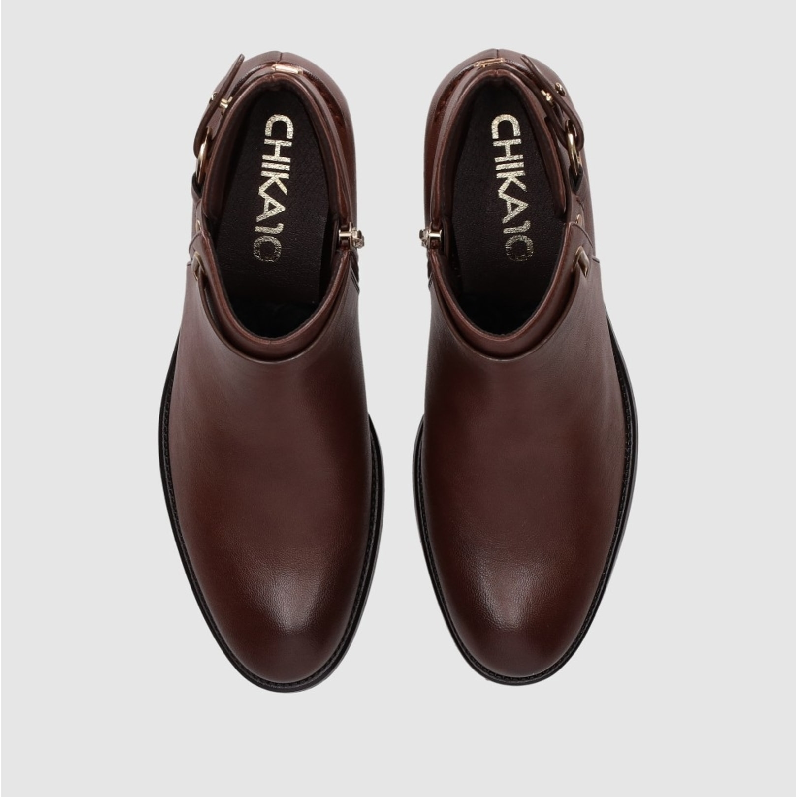 Botines de Piel Sintética - Marron - Tacón: 5 cm