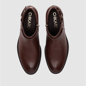 Botines de Piel Sintética - Marron - Tacón: 5 cm