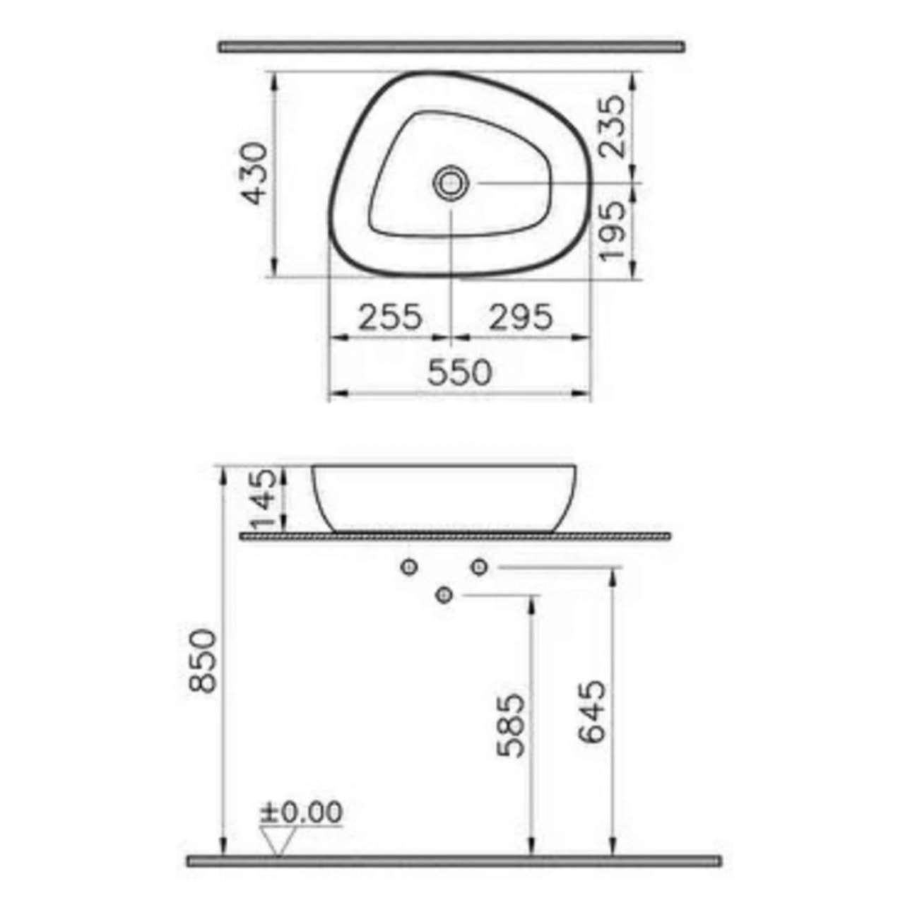 vasque asymétrique Outline noir mat