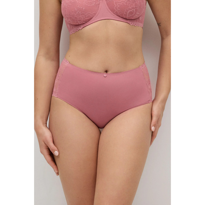 Slip a vita alta con pizzo floreale azzurro