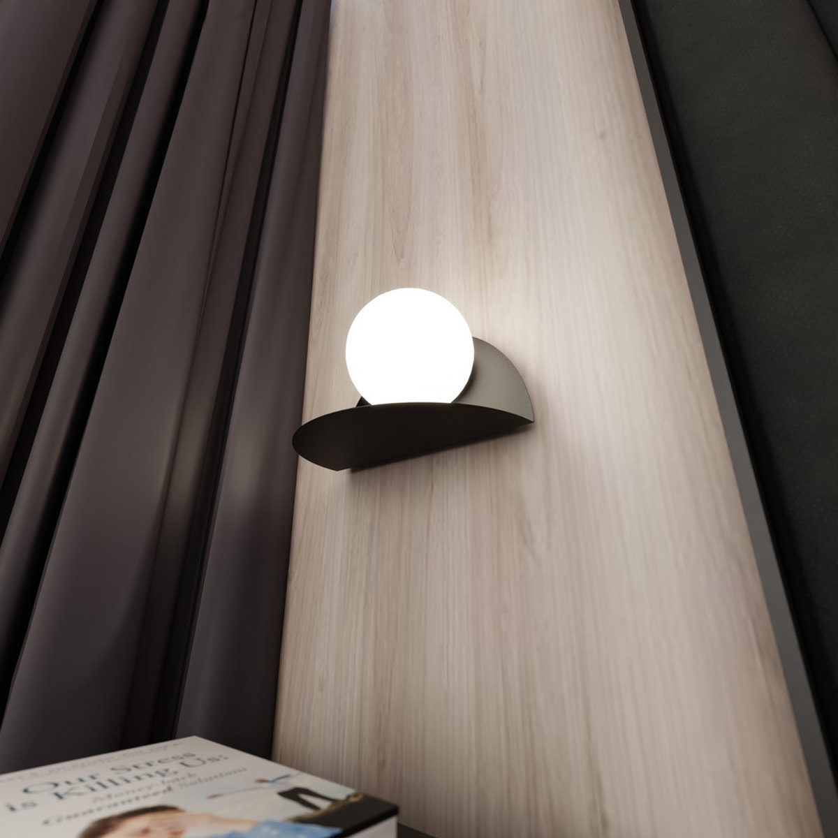 Lampada a parete FORM in acciaio nero e vetro