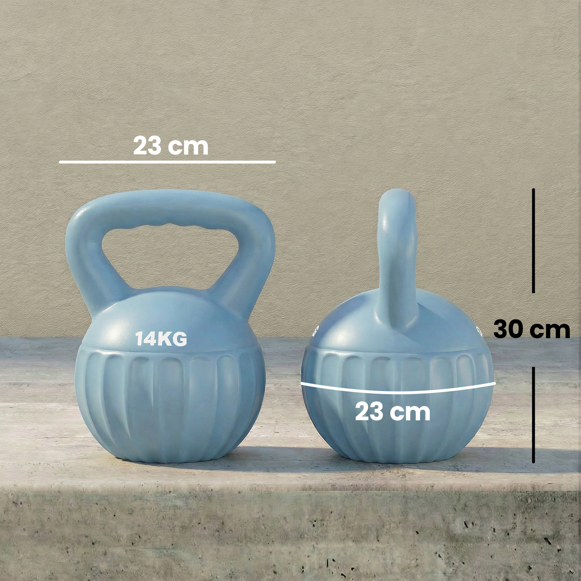 Kettlebell 14 Kg - prise ergonomique - entraînement musculaire & haltérophilie - PP bleu ciel