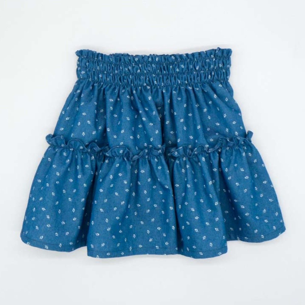 FALDA DENIM FLORES BLANCA