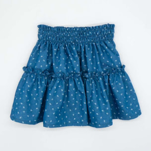 FALDA DENIM FLORES BLANCA