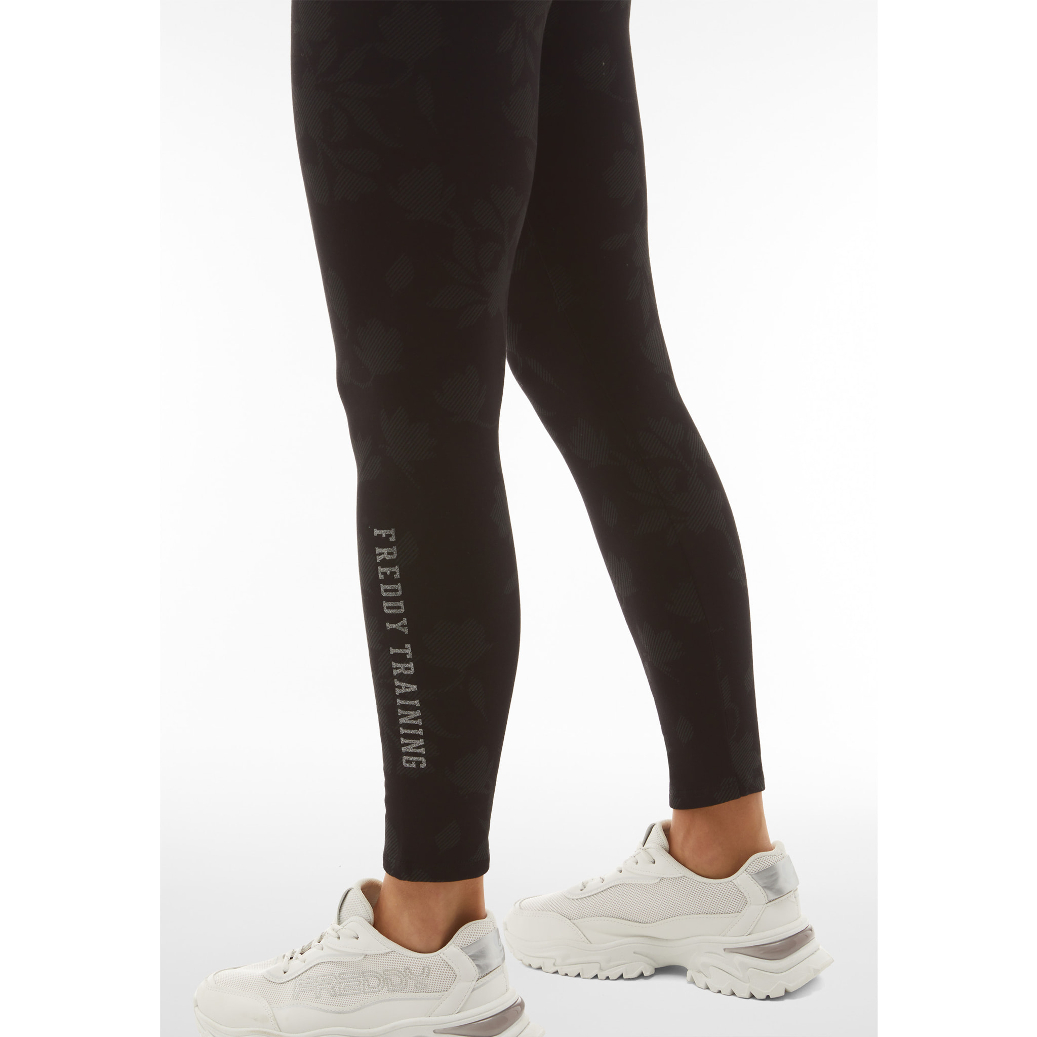 Leggings in felpa con stampa floreale in tono