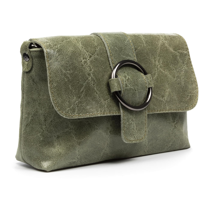 Lentini Borsa a spalla da donna. Vera Pelle Scamosciata Stone Washed.