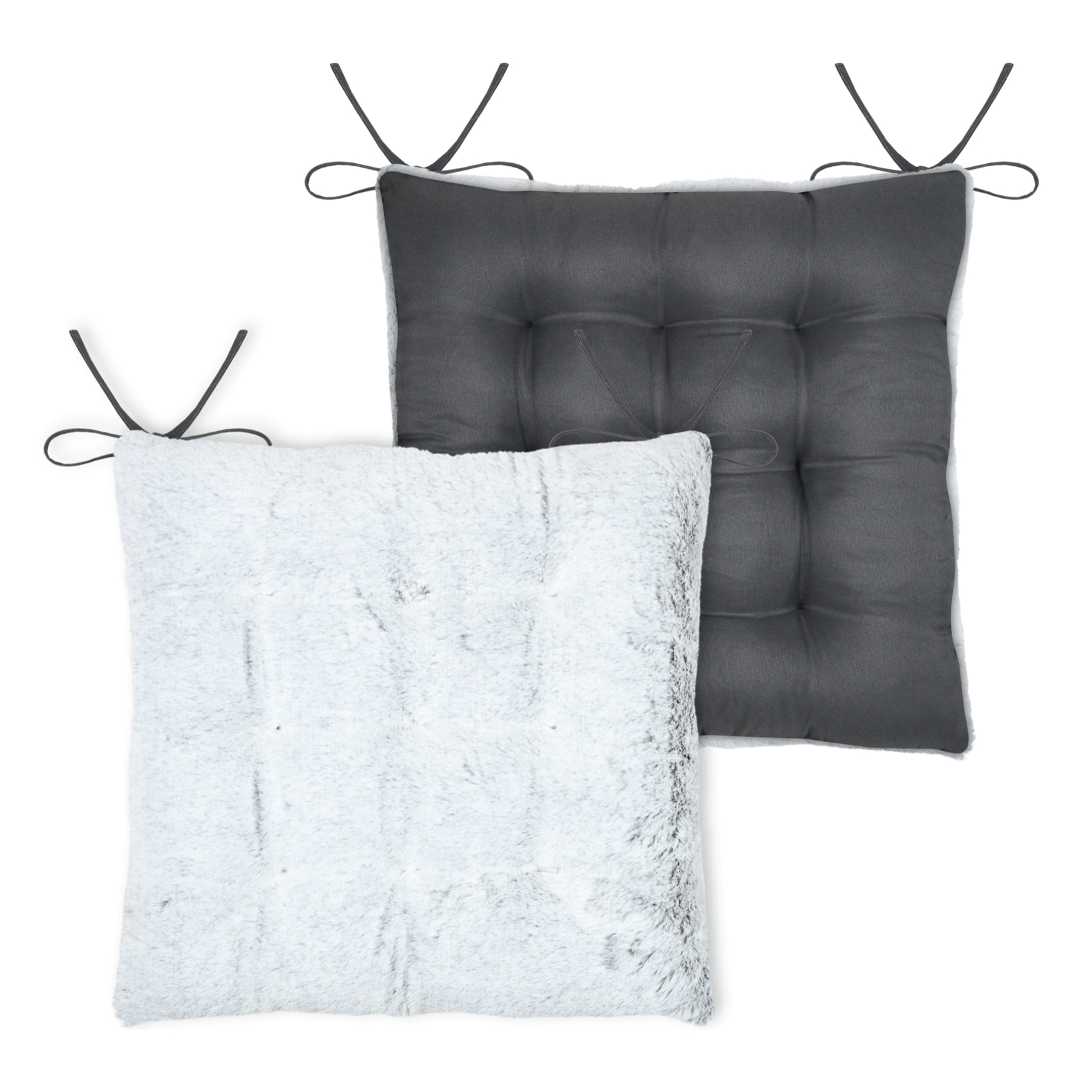 Galette de chaise imitation fourrure - Gris Perle