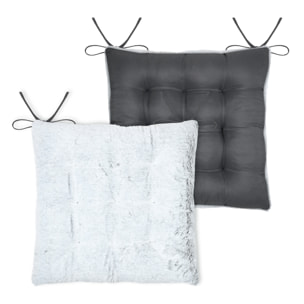 Galette de chaise imitation fourrure - Gris Perle